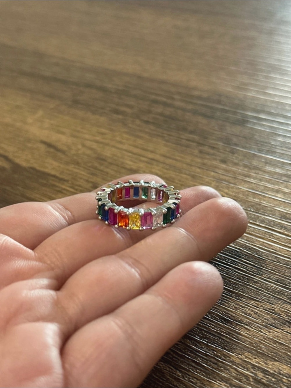 Rainbow Baguette Eternity Ring - Multicolor